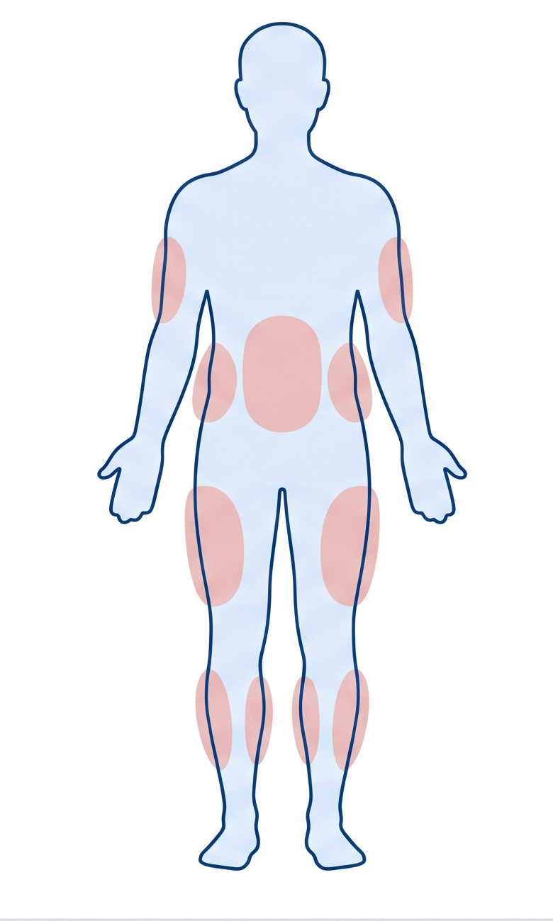 쿨쎄라 시술 가능 부위 — 팔·복부·러브핸들·허벅지·종아리